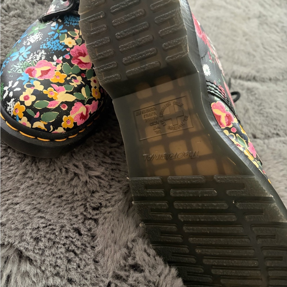 Dr. Martens Black Floral Combat Boots - Picture 4 of 5
